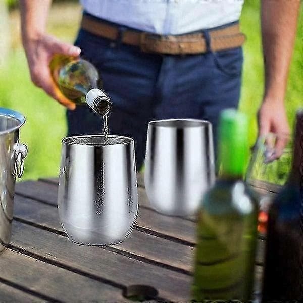 2-pakning isolert vinglass, 12 oz vinglass i rustfritt stål med lokk