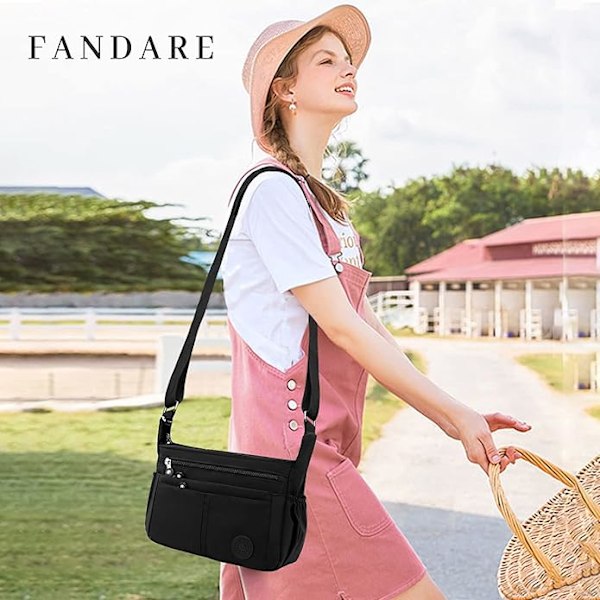 Naisten olkalaukut, crossbody-laukku, ultrakevyt puhelinlaukku, työhön, juhliin, häihin, vedenpitävä nyloninen crossbody-laukku Black