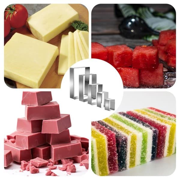 Rektangulära kakformar - 5 delar, rostfritt stål, 2,5 cm djupa - Lämpliga för kex, bakverk