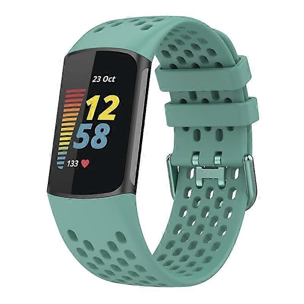 Blød silikone sportsudskiftningsurrem med åndbare huller til Fitbit Charge 6/5 Multicolor Style K