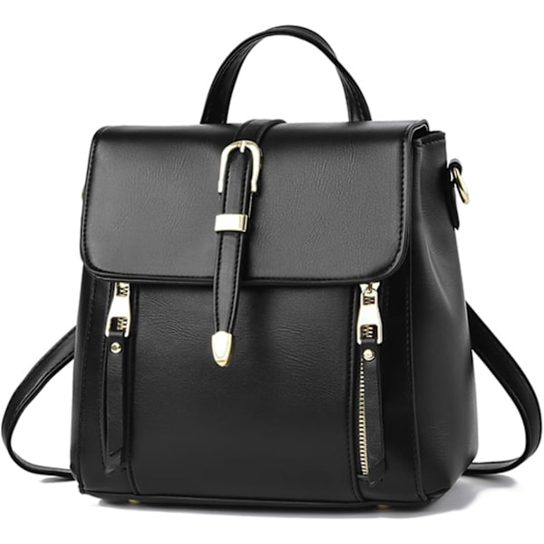 Liten Ryggsäck Dam Crossbody Väskor Mini Ryggsäck Söta Flickor PU Läder Vattentät Ryggsäck för Dagliga Resor Negro
