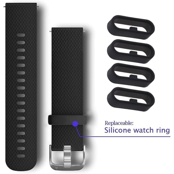 10 stk. Rem til håndled kompatibel med Garmin Vivoactive 3 & Music Secure silikone ring - (sort)