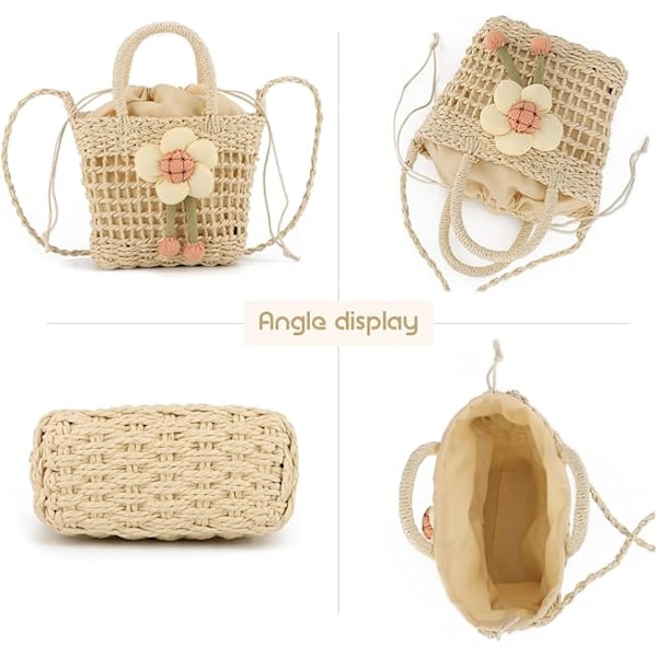 Stråveske for kvinner, sommer, håndvevd veske, stråclutch Con Flor