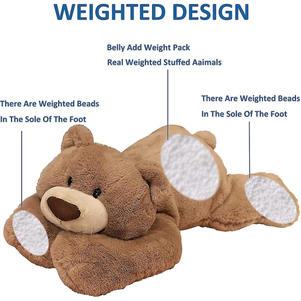 Hronsa Weighted Stuffed Animals For Anxiety, 19.7in 3.3lbs Weighted Bear Stuffed Animal Toy Cute Brown Bear Plush Pillow For Adults Boys Girls