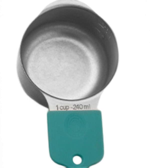 Fuld magnetisk målebæger 18/8 rustfrit stål sæt med 7 dele silikone bløde håndtag (grøn)