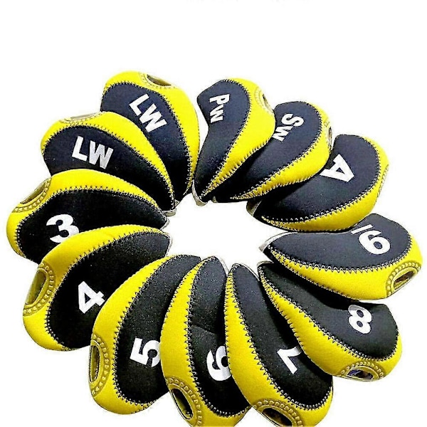 12 st/set Golfklubba Järn Huvudskydd Neopren Golf Skyddande Huvudskydd Yellow