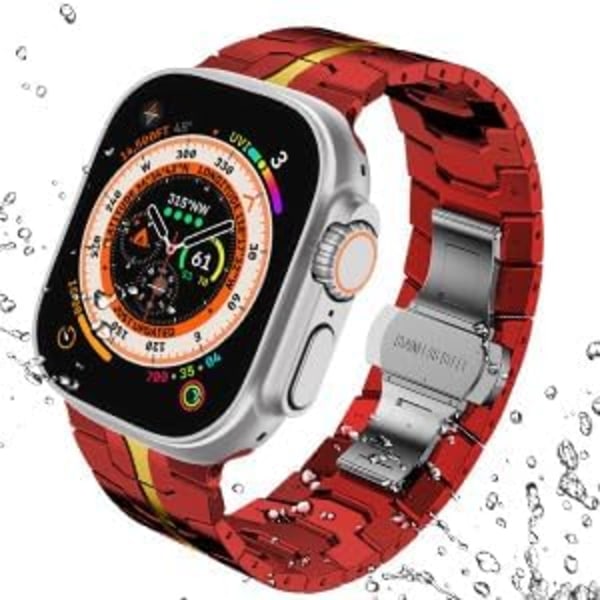 Apple Watch Ultra -ranneke 49mm 45mm 44mm 42mm -sarja miehille, metallirannekkeet iWatch-miesten ruostumattomasta teräksestä valmistetulle rannekkeelle Red/Gold 42/44/45/49mm