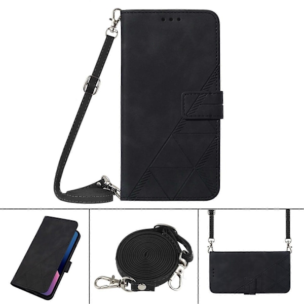 Kompatibel med Samsung Galaxy A71 4G Fuld Beskyttelse Blød PU Læder Flip Wallet Telefon Cover med Kortholder og Lang Rem Black