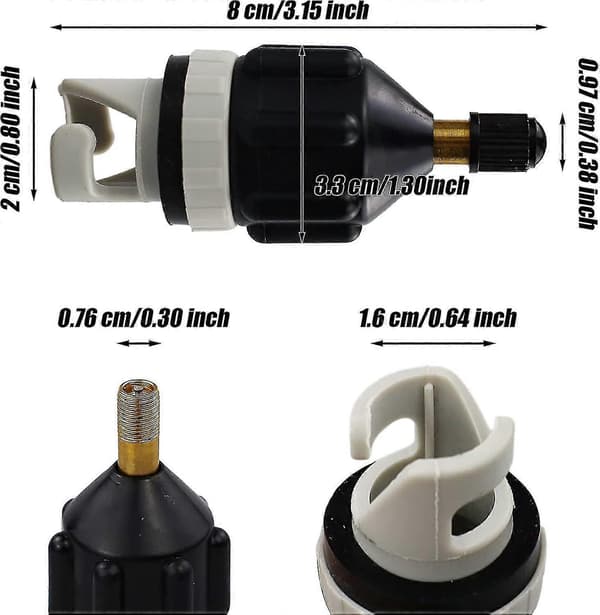 Oppblåsbar båtadapter luftpumpekonverter multifunksjonell ventiladapter luftventiladapter pumpekontakt (svart grå) (1 stk)