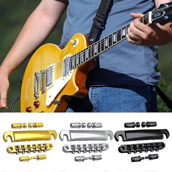 Guitar Tune O-matic Bro og Stop Bars Halestykke Combo med Bolte Udskiftninger Silver
