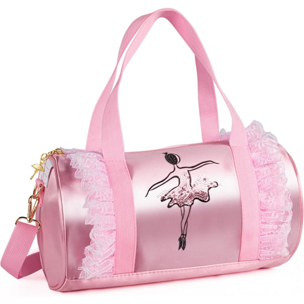 Pige Ballet Dansepose Pink Skuldertaske Crossbody Sportstaske Prinsesse Sko Dansetøj Opbevaring Håndtaske Tote Pink short yarn