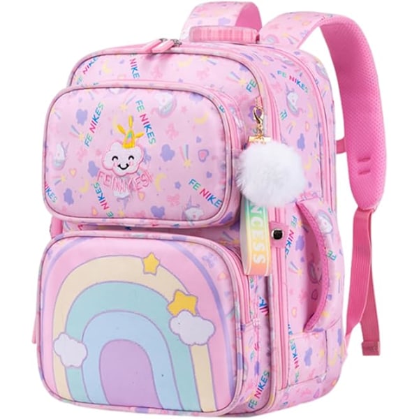 Skolesekk for jenter gutter barneskolesekk regnbuesekk boksekk vanntett nylon dagstursekk fritidssekk for 5-12 år B L
