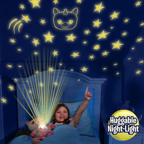 Creative Childrens Projection Night Light Pehmoeläin Yövalo Söpö sininen pentu Color unicorn