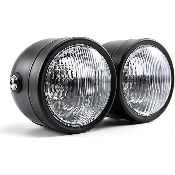 Motorsykkel Frontlykt Dobbel Frontlykt med Brakett for Bobber Chopper Cafe Racer