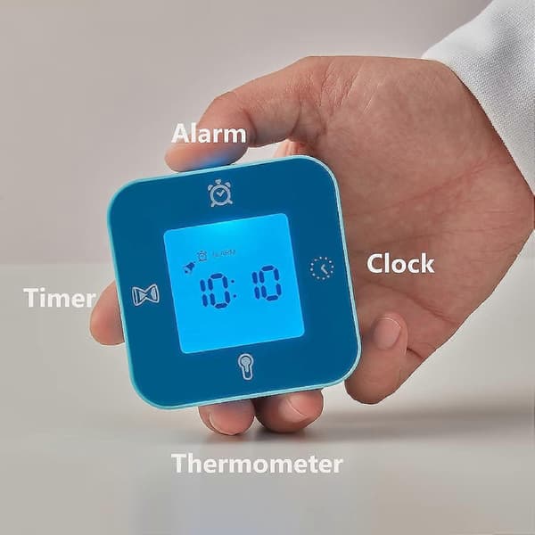 Ur/Termometer/Alarm/Timer, 4 Funktioner Bordur (Blå)