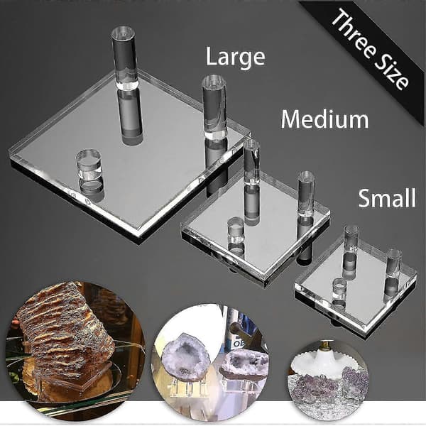 Akryl Displayholder 4 Stk. Klare Display Staffelier Til Fossil Koral Geoder Sten Mineral Agat