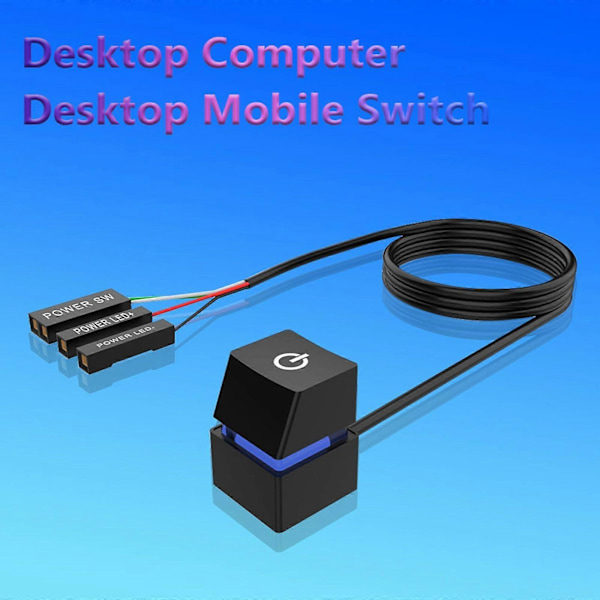 2M Ulkoinen PC Virtapainike Pöytätietokoneen Emolevyn Virta Kytkin Blue Light