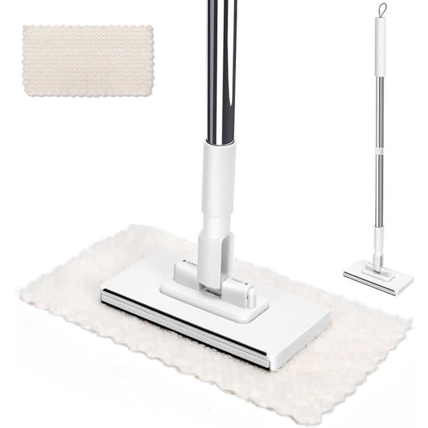 360° Profesjonell Mikrofibermopp | Ergonomisk Håndtak i Rustfritt Stål | Flat Mikrofibermopp for Gulv