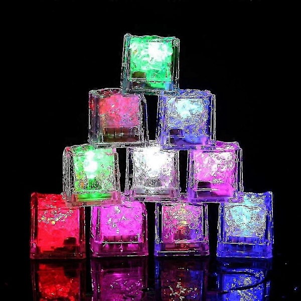 Valaisevat jääpalat, 12 kpl monivärisiä LED-jääpaloja, uudelleenkäytettäviä hehkuvia vilkkuvia jääpaloja klubille, baariin, juhliin seven colors