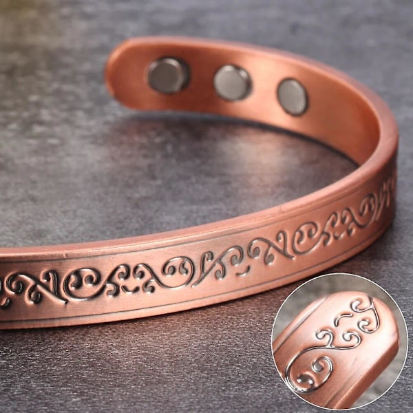 Rent Kobber Magnetisk Armbånd Fordele 8,3 mm Justerbar Manchet Kobber Magnetisk Armbånd Lindring af Gigt Smerter Energi Armbånd Mænd 8.5mm