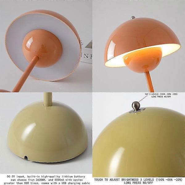 Kukkasilmu Pöytävalaisin, Häähuone, Makuuhuone, Pöytäkoriste, Valaisin, Yövalaisin (Ladattava) Glossy Beige Red 4800mAh CCC-KC-PSE-CE