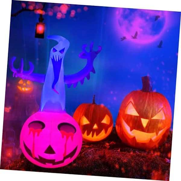 Uppblåsbart Halloween-spöke med pumpa och belysning - Utomhusdekoration
