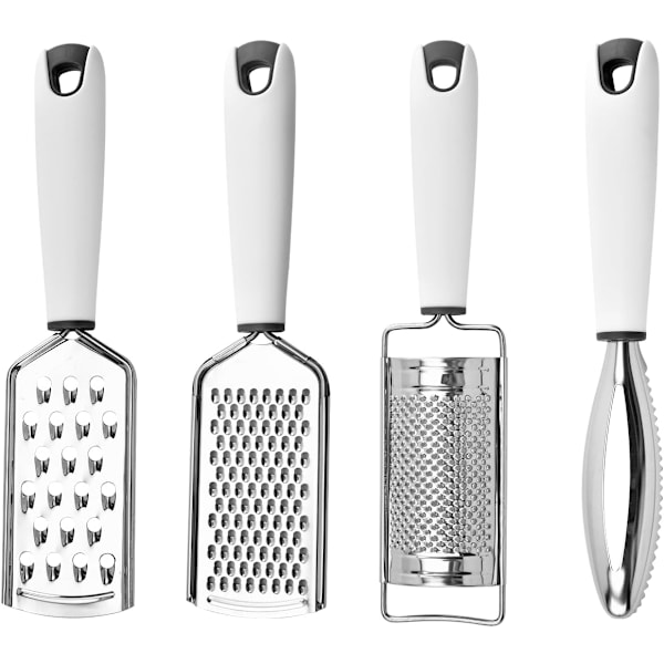 Cheese Grater, Lemon Zester, 4 Pieces, for all kinds of Cheese, Lemons, Fruits and Vegetables, Multi-Purpose Grater Set