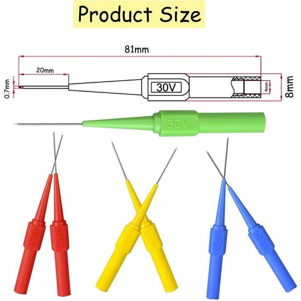 15 stk. boretestprober, testprober, med bananplugg, isolert 4 mm multimeter testprobe