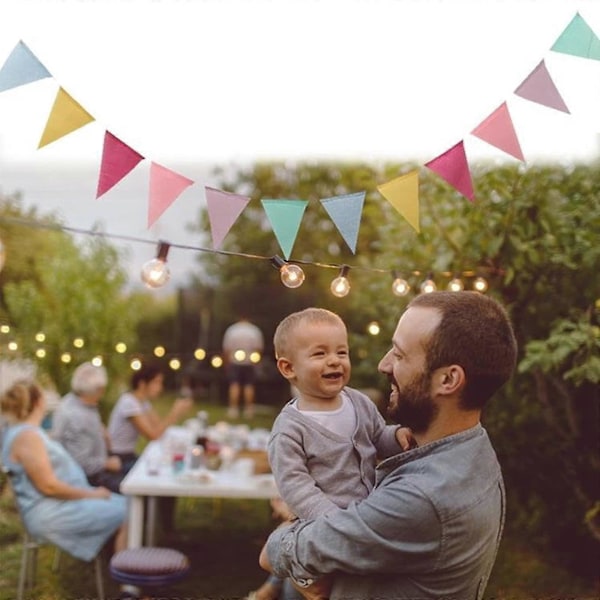 Vimpelgirlang Set om 4 Flerfärgade Vimplar Utomhusgirlang Bröllop Födelsedagsfest Dekorationer (Slumpmässig Färgordning)