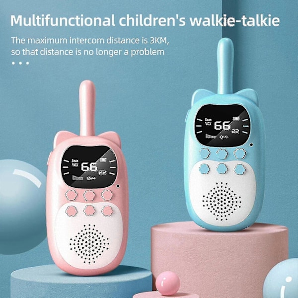 2 stk. Walkie Talkies til børn 3 km Lang Rækkevidde Walky Talky Baby Julegave Nytårsgave Pink Blue