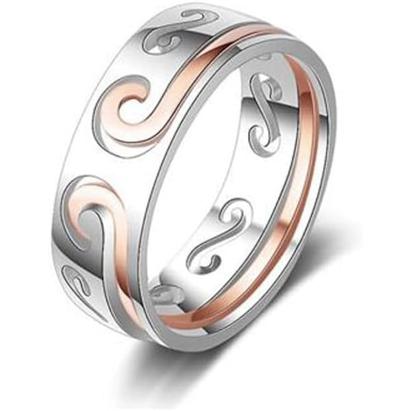 Unisex Ren Ring i Rent Sølv med Lykkebringende Skymønster, 2-i-1 Sol Wukong Mantra Strammeringsring Rose gold 18.2mm