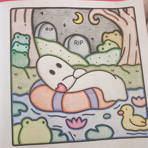 Spooktacular Farvebog til Voksne og Teenagere med Søde, Krybende Væseners Hyggelige Øjeblikke