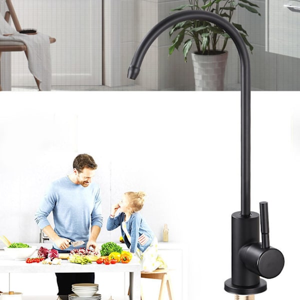 Drikk Vann Kran Kjøkkenvask Kran Rustfritt Stål Vannfilter Kran Black