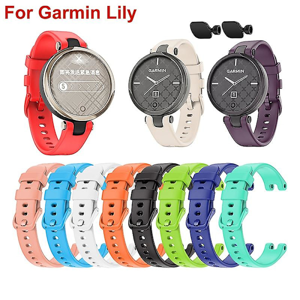 Pehmeät silikoniset urheilurannekkeet Garmin Lily -älykelloon, naisten fitness-urheilurannekkeen korvaus White
