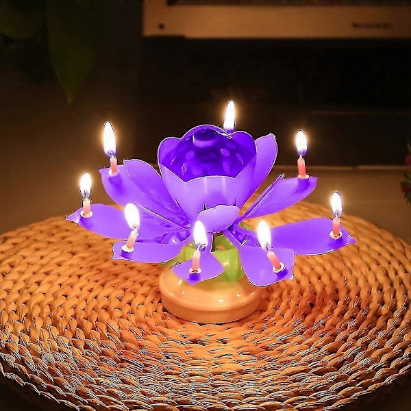 Roterende Musikk Lotus Kake Lys Bursdagsfest Magisk Blomsterblomst Lys rask multicolour