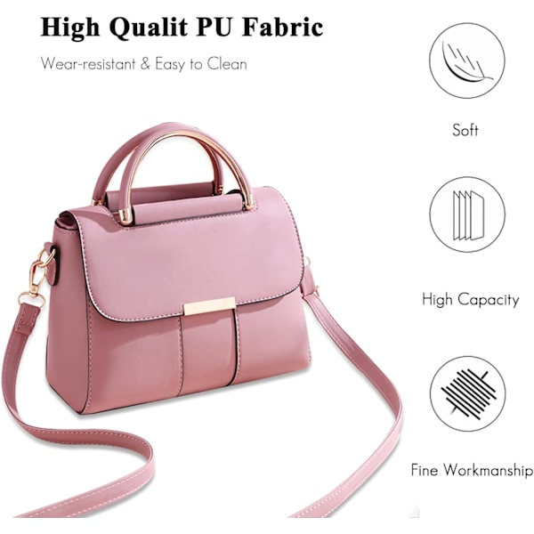 Elegant dameveske, crossbody telefonveske, PU-lær dameveske, mobiltelefon lommebok Rosa