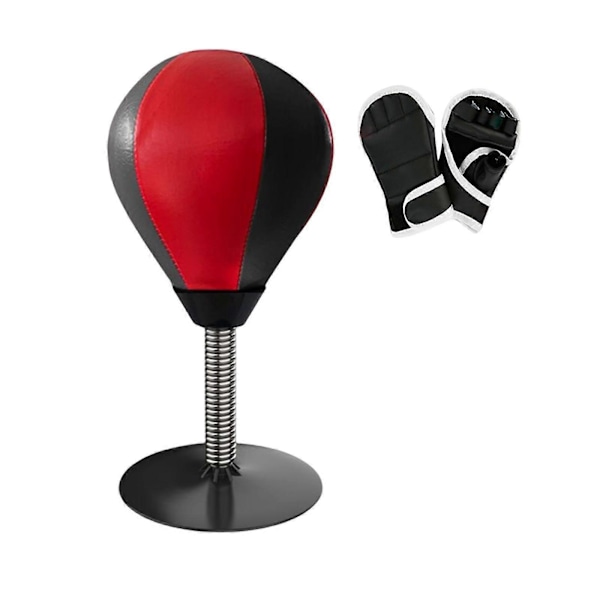 Speed Ball Desktop Punching Bag Boksning Muay Thai Punch Ball Boksebold Red Black and Gloves