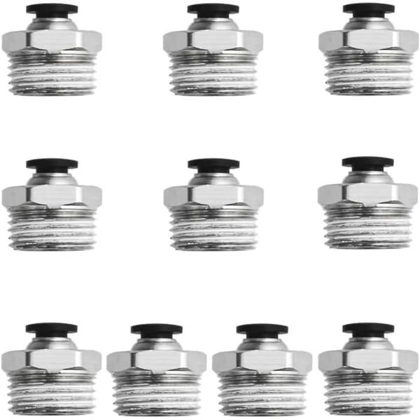 10-pack 6 mm push-in pneumatiska kopplingar 1/2\" NPT hane PC6 N4 för högtrycksluft, mässing