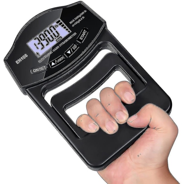 Grib Strength Tester, 396lbs/180kg Digital Hånddynamometer Grip Strength Meter USB LCD Display Hånd