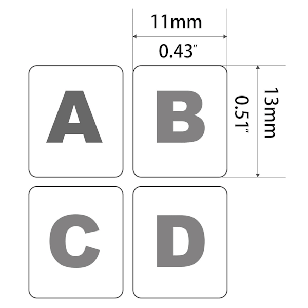 Tangentbordsdekaler Hebraiska Bokstäver Vattentäta Hållbara Knappdekaler Matt Svart