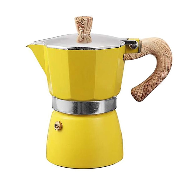 Aluminium Espresso Kaffeemaskine Percolator Komfurtop Gryde Kande i Italiensk Stil Yellow 150ML