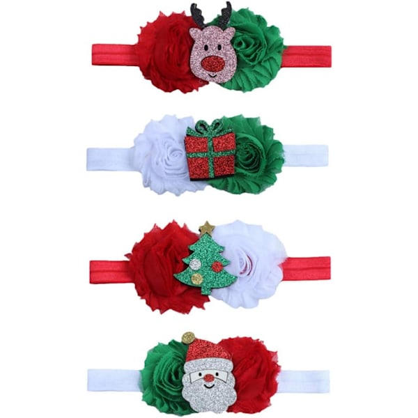 4pcs Baby Girls Headbands Christmas Flower Hairbands Elastic Headdress Photo Props for Toddlers Infants