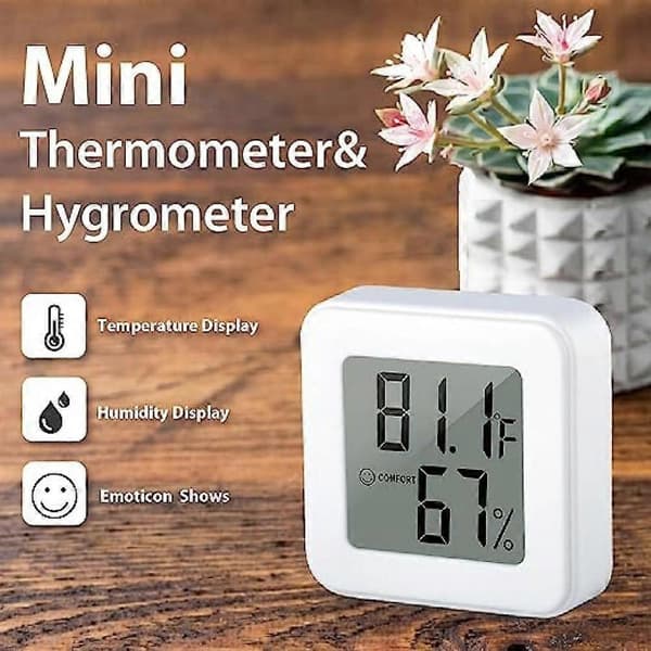 Højpræcisions termometer og hygrometer til krybdyrtanke, velegnet til krybdyr og padder (hvid-4 stk.)