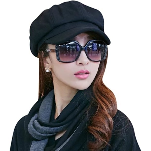 Sort Baker Boy Cap til Kvinder Piger Berets Franske Beanies Huer Varm Uld Newsboy Cap Dame Klassisk Skygge C