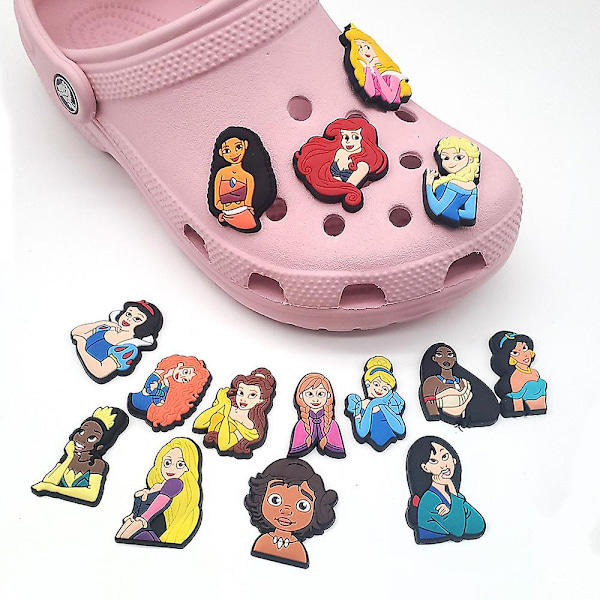 15 kpl satumaisia prinsessakenkäkoristeita, tukkeihin sandaaleihin croc-kenkiin DIY-koriste-tarvikkeita
