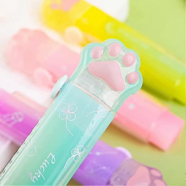 Förpackning med 4 kattfot-suddgummin, infällbart gummi för barn, gradient-suddgummin