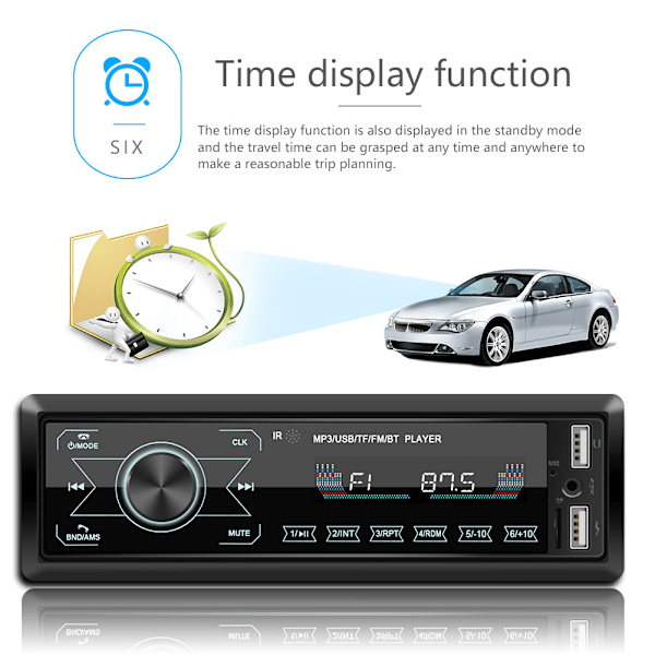 Bilstereo Bluetooth Touchskärm Bilradio Bluetooth 4x60W 7 Färger 2USB/SD/AUX Handsfree Bluetooth 87.5-108M