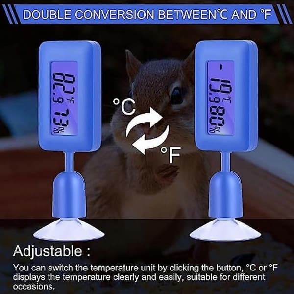 2 st reptiltermometer och hygrometer, som kan mäta -20-60 ℃, akvarietermometer hygrometer - blå