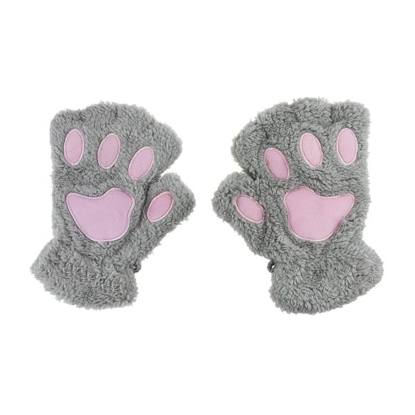 Cozy Paw Mittens: Warming, Fingerless & Fluffy gray one size