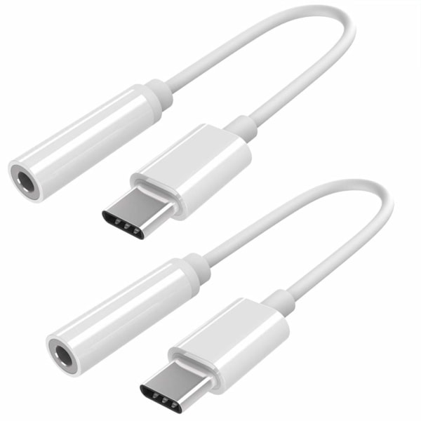 (2 stk) Adapter USB-C til 3,5 mm hodetelefoner for Samsung 5g Ultra S21/S22/S23/S24